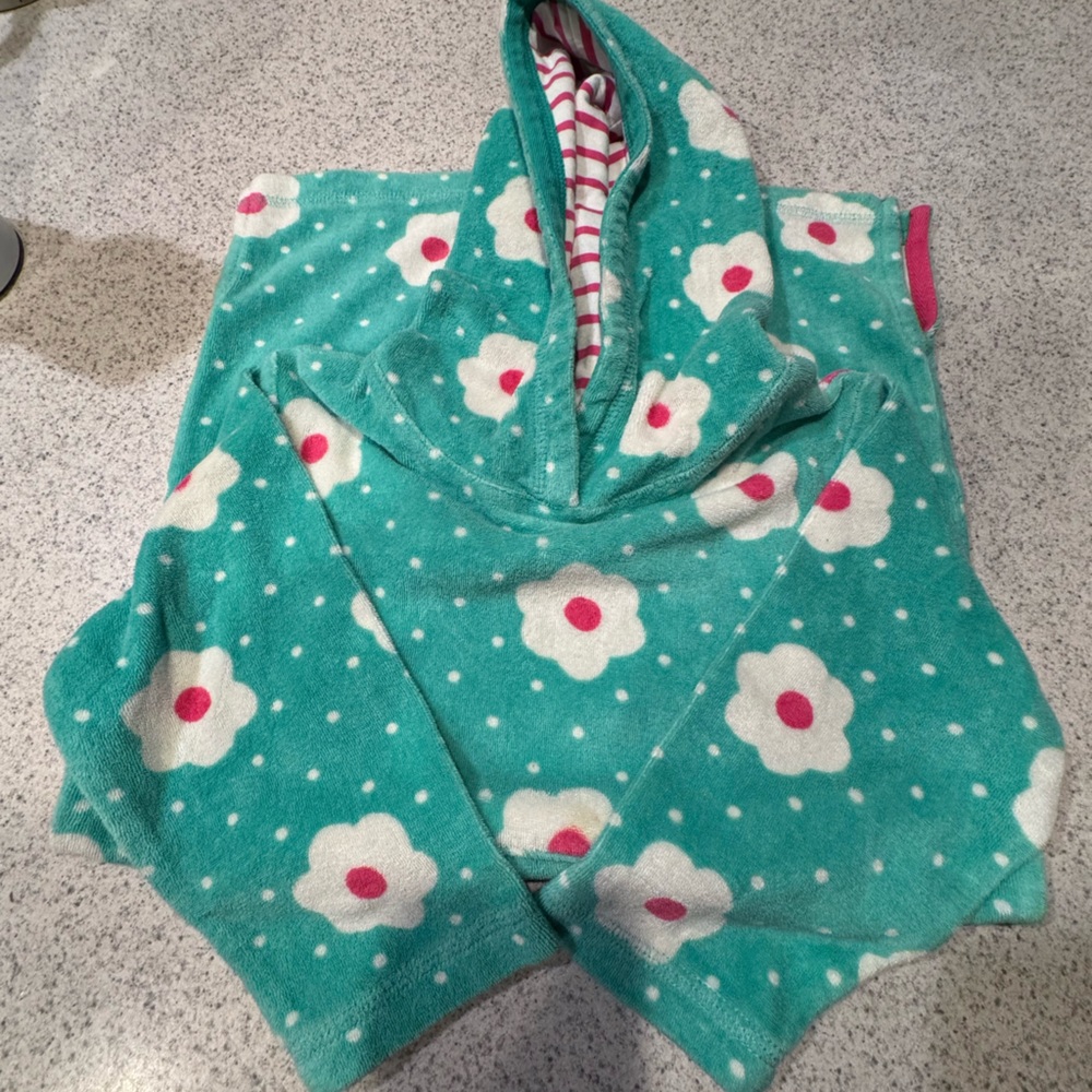 Mini Boden Turquoise Floral Hoodie Coverup